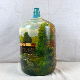 Vintage Folk Art Painted Water Jug