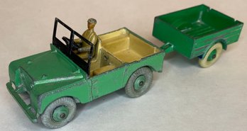 Vintage Dinky Toys Land Rover With Fixed Driver - No 341 Land Rover Trailer - Meccano - Made In England