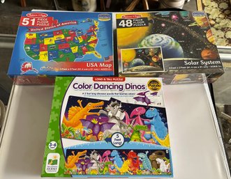 Dancing Dinos Teaches Colours Puzzle 48 Piece Floor Solar System Puzzle 51 Piece Floor USA Map Puzzle      D3