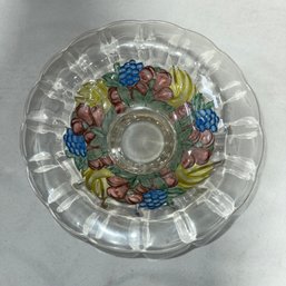 Beautiful Vintage Della Robbia Reverse Painted Fruit Bowl