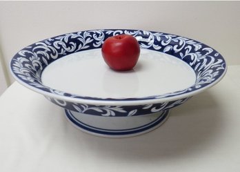 Outstanding Blue & White Footed Bowl By Chris Madden