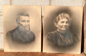 Pair Of Large Antique Tintype Portraits