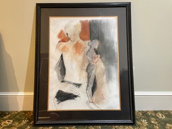 Custom Framed Pastel 'nora' By Celia Kushner (American, 20th Century)