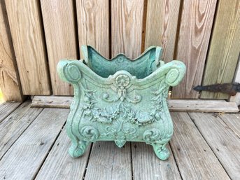 Cast Metal Green Footed Planter