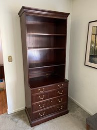 National Mt. Airy Bookshelf With Set Of Three Drawers - One Locking File Drawer With Key