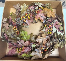 Multicolor Leaves Autumn Harvest Wreath Couronne Restoration Hardware.                      B5