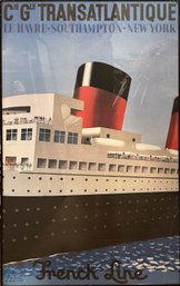 Antique 'Cie Gel Transatlantic French Line Le Havre - Southampton - New York' Poster