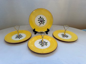 Four Stangl Dessert Plates - Blueberry Pattern