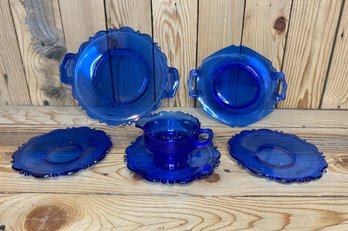 Vintage Cobalt Blue  Depression Glass Lot