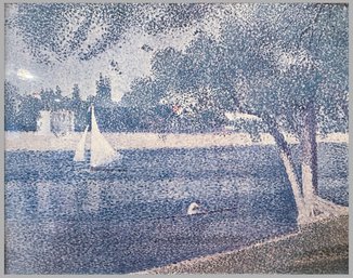 'Rower On River George Seurat Style Lithographic Print