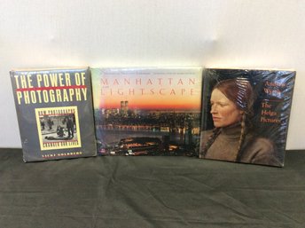 A Group Of  Coffee Table Books The Power Of Photography, Manhattan Lightscape, Andrew Wyeth The Helga Pictur