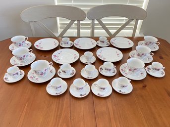 Porcelain Tea Set With Demitasse Cups, And Bread  And Butter, Or Dessert Plates