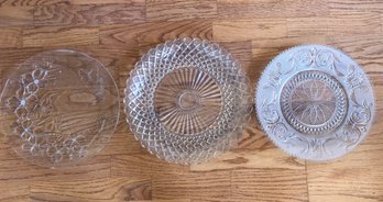 Three Large Glass Serving Platters