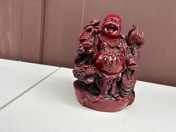 Red Laughing Buddha Rosewood Figurine