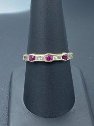 Impressive 14k Yellow Gold Ruby & CZ Ring