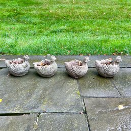 A Set Of 4 Cast Concrete Chicken  Planters