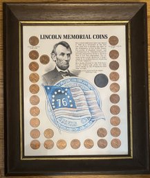 Lincoln Memorial Coins 1959 - 1971 Lincoln Pennies Framed