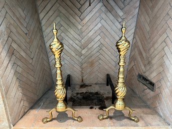 Pair Of Brass Fireplace Andirons (#2)