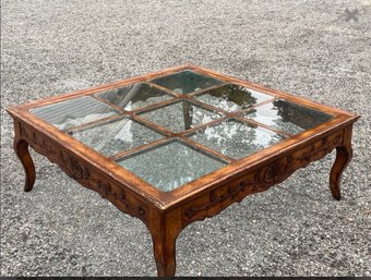 Beautiful Fruitwood Table With Glass Top