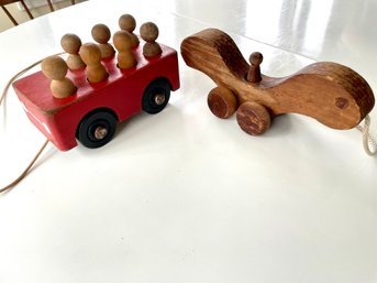 Two Vintage And Decorative String Pull Toys