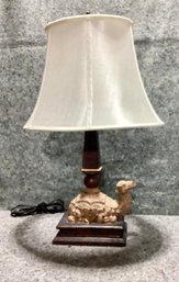 Figural Table Lamp Of A Camel Supporting An Obelisk