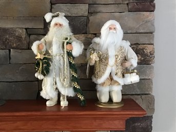 Set Of 2 Cream Colored Santas - 16H And 18H