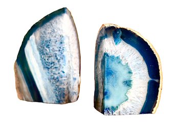 Natural Blue Agate Bookends