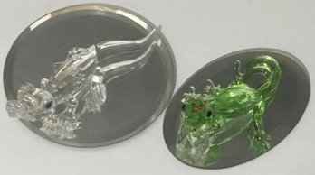 Swarovski Crystal Alligators, Colorful Green & Crystal. 2