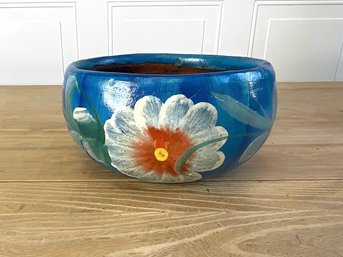 Mexican Tole Hand Painted Wooden Bowl