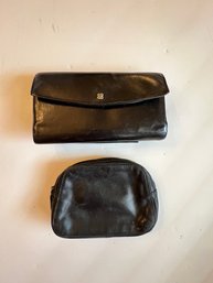 Bosca Fine Leather Clutch Wallet With Checkbook, With Small Toiletry Bag