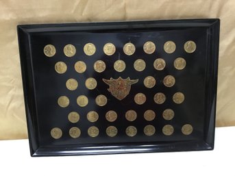 Vintage Couroc Tray 39 President Gold Tone Inlaid Coins From Washington  To Ronald Reagan