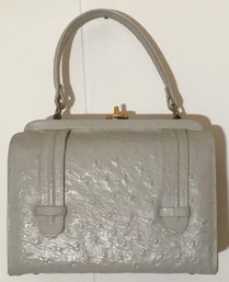A4. Andrew Geller Grey Crocodile Print Snap Closure Handbag.