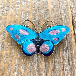 David Andersen Sterling Silver Enameled Butterfly Brooch