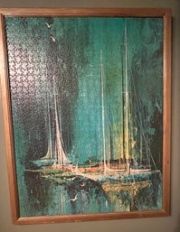 Large Framed MCM Sailboat Puzzle