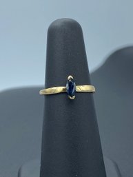 Marquise Cut Solitaire Blue Sapphire 14k Yellow Gold Ring