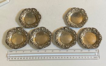 Six Sterling Silver Repousse Nut Dishes 91 Grams