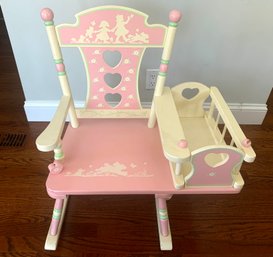 Rock A Buddies Fine Quality Child's Musical Rocking Chair With Attached Doll Bed