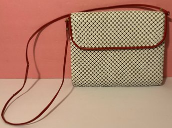 Vintage Whiting & Davis, White Mesh Crossbody, Clutch Handbag