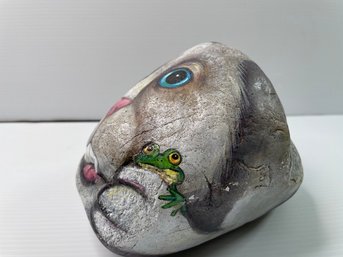 Susan Krackehl Original 'Rabbit And Frog 'painted Stone