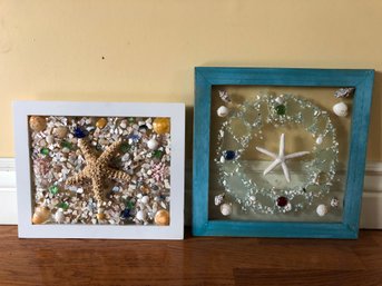 Set Of 2 Starfish And Sea Glass Wall Art
