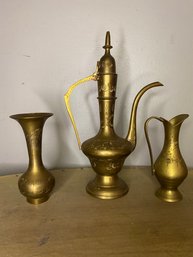 Trio Of India Brass Items