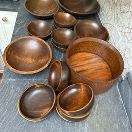 A Collection Of Wooden Salad Bowls By Weston Bowl Mills - Weston, VT