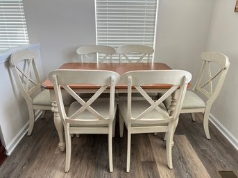 Dining Set, Distressed Wood Style, With Oak Top, 18' Leaf