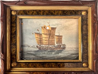 Victorian Frame With Delicate Ship Painting