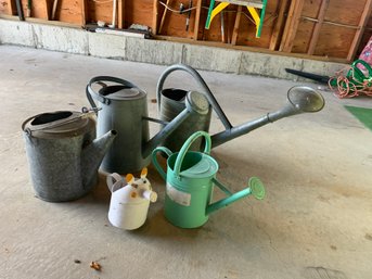 Group Of Vintage Galvanized & Aluminum Watering Cans