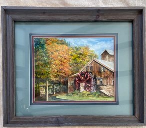 The Old Mill - Old Forge Watercolor Painting Signed Carol Kelly Local Artist 23x19 Matted Framed