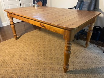 Ethan Allen Rustic Farmhouse Pine Table With 2 Leaves