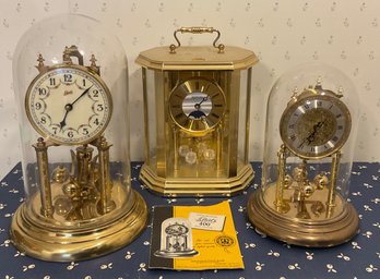 Schatz, Craftsguild, Domed & Incased Trio Of Clocks