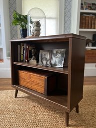 Vintage Mid-Century Bookcase With Glass Sliding Doors