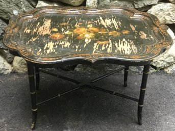 Vintage Flower, Floral, Scalloped Butler Tray Table.